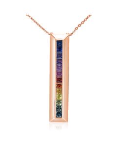 Rose Gold Bar Necklace Princess Sapphire Channel Set Top Quality 2 Carats Valentine's Gift