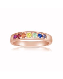 14K 18K Pink Gold Natural Rainbow color Sapphire Solid Gold Band Wedding Jewelry Engagement Band