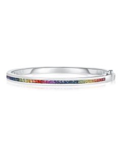LUXE-BOHO White Rainbow Unicorn in 14K 18K White Gold Solid Gold Bangle Bracelet Everyday Runway Look