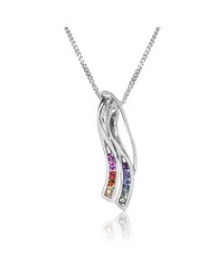 Rainbow Sapphire Slide Pendant 18K White Gold (1/2ct tw) By:rainbowsapphirejewelers.com