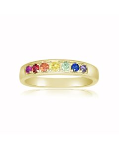 14K 18K Yellow Gold Minimal Sapphire Ring Boho Stackable Ring Rainbow Gemstone Sapphire Jewelry