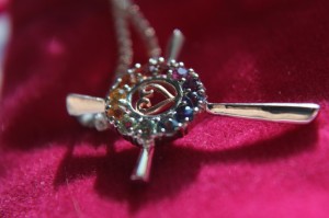 rainbow sapphire cross necklace